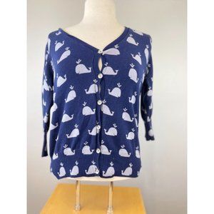 Women's Yumi Knitwear UK 14 US 8/10 Cadigan Sweater Button Up V-neck Blue Whale